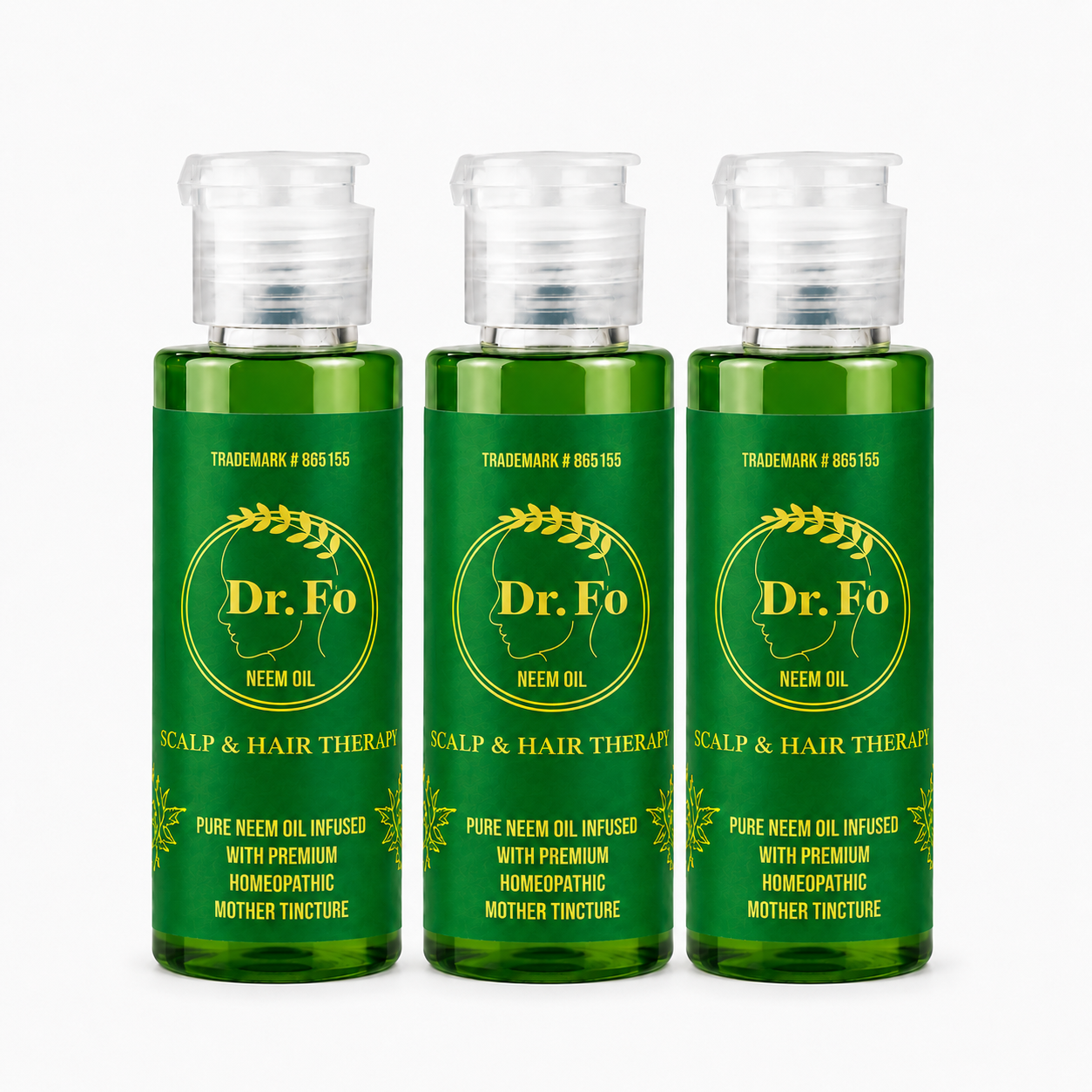 Dr. Fo Scalp & Hair Therapy with Pure Neem Oil & Premium Homeopathic Mother Tinctures® – Bundle of 3